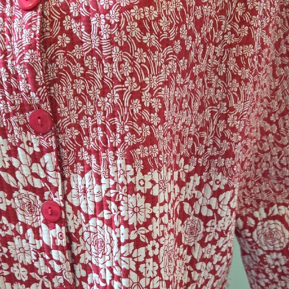 Baxter & Wells Reversible Red Floral/solid Red Quilted Cotton Jacket Women's XL - Picture 5 of 12